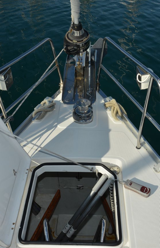 Anchor and chain compartment + Electric windlass